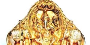Gold Plated Brass Ganesha Statue