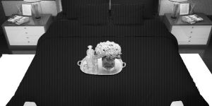 Cotton Satin Stripe Bedsheet King Size with 2 Pillow Cover Cotton