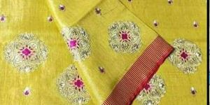 Tissue Linen Embroidered Saree
