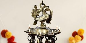 Brass Peacock Hanging Diya Oil Lamp