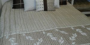 Polyester Embroidered Bed Cover with Pillows