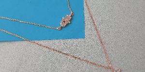 Rose Gold Plated 2 Layered Hamsa Cross Pendant Chains
