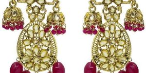 Traditional Gold Plated Kundan Meenakari Earrings