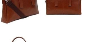 TAN Leatherette Silver Zip Bag