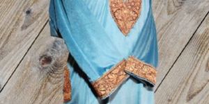 Sky Blue Tilla Embroidered Velvet Kashmiri Pheran