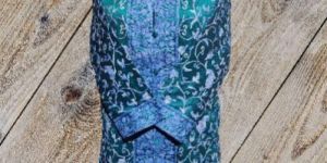 Turquoise Blue Aari Embroidered Kashmiri Long Coat