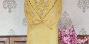 Yellow Floral Embroidered Kashmiri Kurti