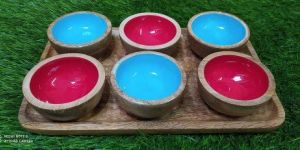 Wooden Plate and Bowl Set