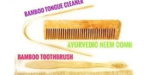 Bamboo Made Comb and Tooth Brush and Toung Cleaner Gift Set