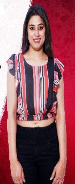 Bold Stripe Ruffle Crop Top