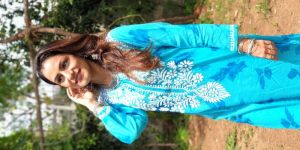 Veersons Chikankari Mulmul Cotton Hand-Embroidered Kurti with Prints