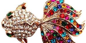 Multicolor Fish Metal Brooch
