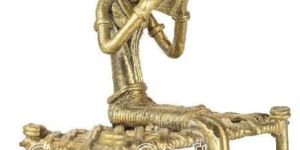 Lady on Cot Home Decor Brass Tribal Sculpture (Brass)