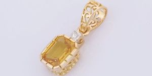 Precious Yellow Sapphire Solitaire 18K Yellow Gold Pendant