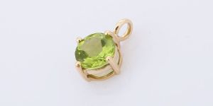 Semi Precious Peridot Solitaire 14K Yellow Gold Pendant