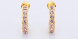 Tiny Pink Sapphire Round 14K Yellow Gold Bali