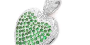 Tsavorite Solitaire 18K White Gold Pendant