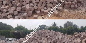 Pink Handcut Granite Cobblestone