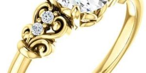 Emerald Radiant Cut Scroll Engagement Ring