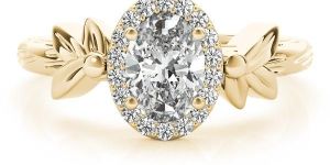 Gold Oval Shape Moissanite Engagement Ring