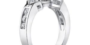 Princess and Round Moissanite Wedding Ring