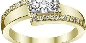 Round Moissanite & Diamond Bypass Engagement Ring