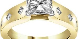 Square Brilliant Moissanite Cathedral Engagement Ring