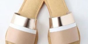 Synthetic Leather Pastel Pink Slip on Flat Sandals