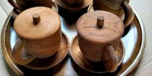 Wooden Cup & Plate Set