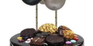 Hippity Hop Silver Black Balloon Bunch Cake Topper