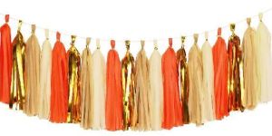 Tissue Paper Orange Gold Orange Garland Pom Pom Tassels