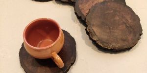 Wooden Log Coaster Set