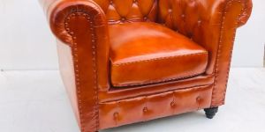 Single Seater Leather Chesterfield Sofa