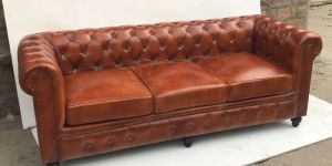 Three Seater Leather Chesterfield Sofa
