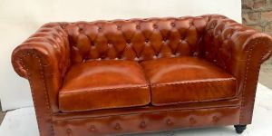 Two Seater Leather Chesterfield Sofa