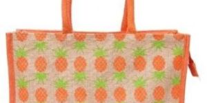 Strawberry Print Jute Shopping Bags