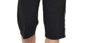 Stylcozy Mens Cotton Blended Regular Fit 3/4th Capri Black