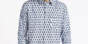 Mens Blue Kari Printed Full Sleeves Cotton Shirt