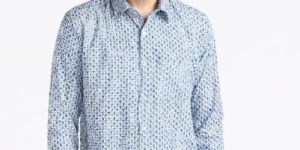 Mens Pati Blue Printed Full Sleeves Cotton Shirt