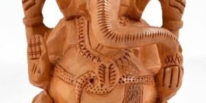 Wooden Pagdi Ganesha Statue