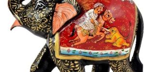 Wooden Painted Elephant Statue