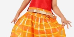 Kids Gold Kota Checks Lehenga Choli