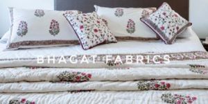 Pink Flower Hand Block Printed Bedding Set