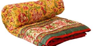 Ratna Yellow Handblock Printed Cotton Quilt