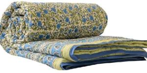 Spinel Blue Handblock Printed Cotton Quilt