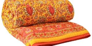 Typical Sunflower Handblock Printed Cotton Quilt
