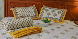 Yellow Orchid Applique Bedcover