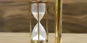 Brass Hanging Sand Timer with Wooden Base