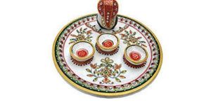 Round Marble Pooja Thali