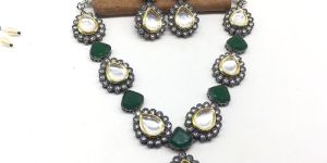 Oxidised Kundan Necklace Set